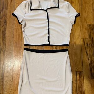 Cream Skirt with Black Trim - Classic Contrast Design